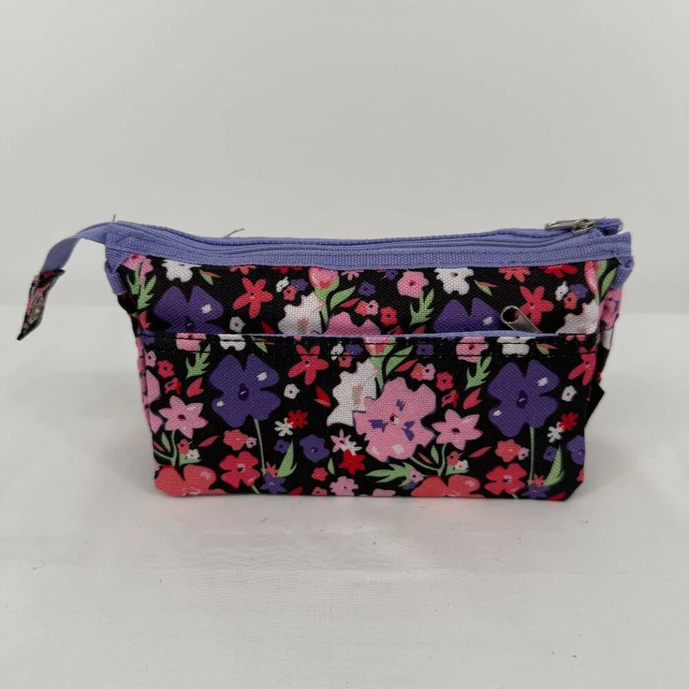 Pencil or Makeup Brush Case Purple/Black/Floral